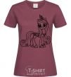 Women's T-shirt Pony with a crown (unicorn) burgundy фото