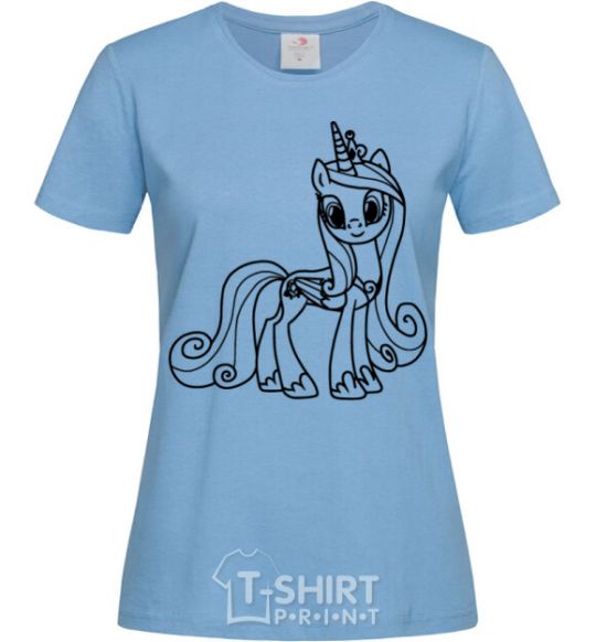 Women's T-shirt Pony with a crown (unicorn) sky-blue фото