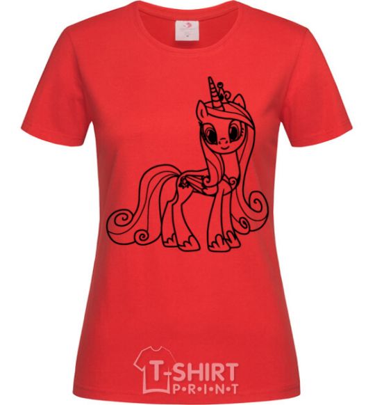 Women's T-shirt Pony with a crown (unicorn) red фото