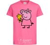 Детская футболка Пеппа и мишка Ярко-розовый фото