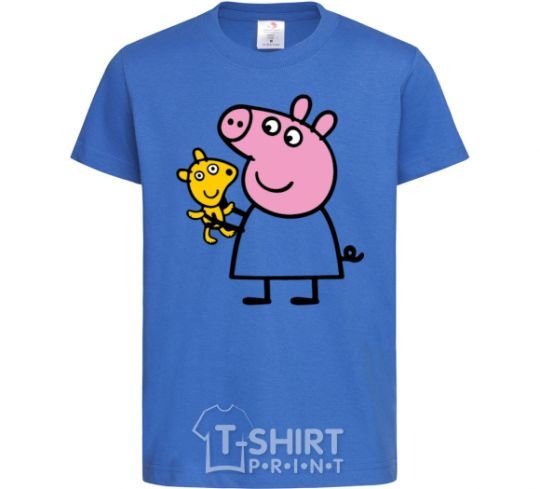 Kids T-shirt Peppa and the teddy bear royal-blue фото