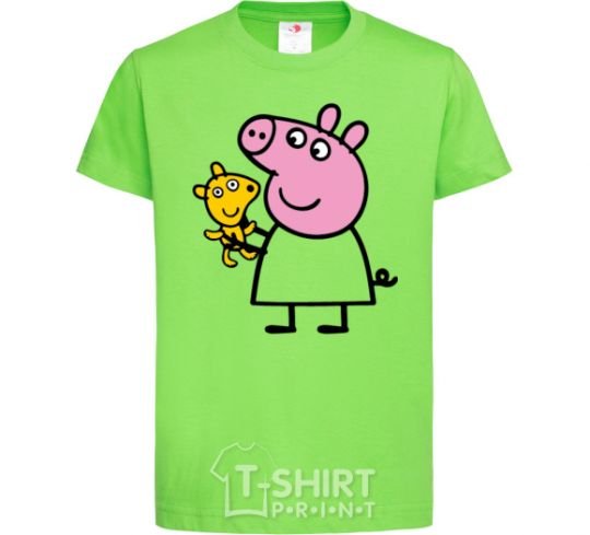 Детская футболка Пеппа и мишка Лаймовый фото