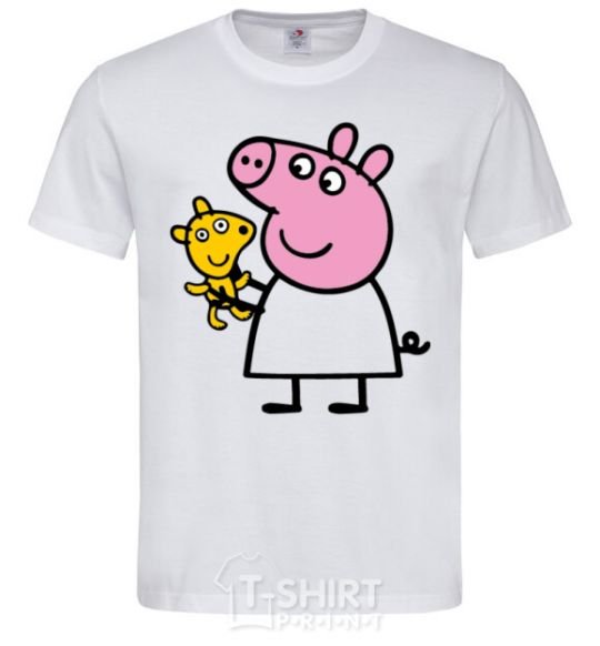 Men's T-Shirt Peppa and the teddy bear White фото