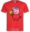 Men's T-Shirt Peppa and the teddy bear red фото