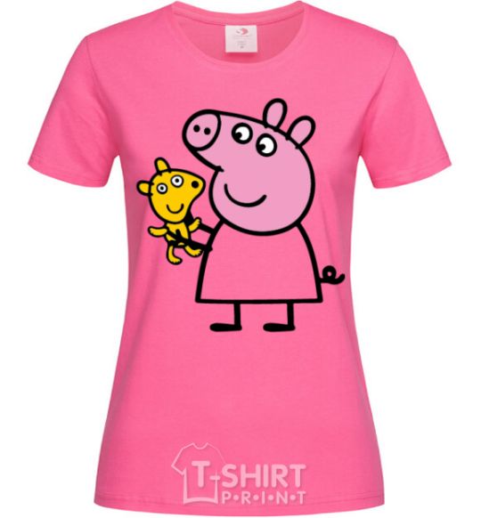 Women's T-shirt Peppa and the teddy bear heliconia фото