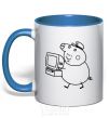 Mug with a colored handle Деда Свин royal-blue фото