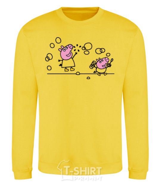 Sweatshirt Peppa and George bursting bubbles yellow фото