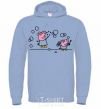 Men`s hoodie Peppa and George bursting bubbles sky-blue фото