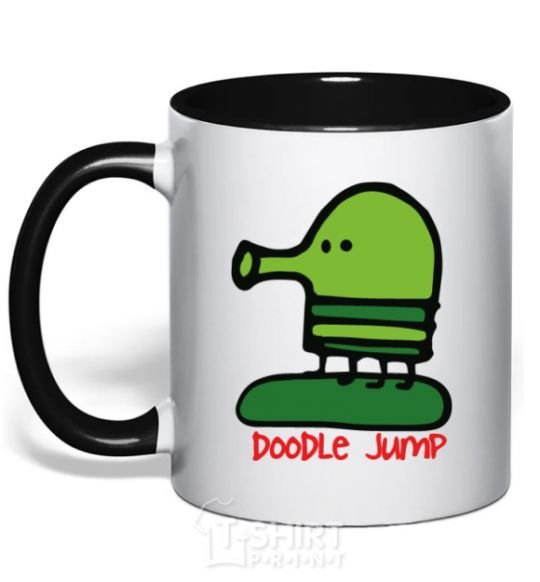 Mug with a colored handle Doodle jumр black фото