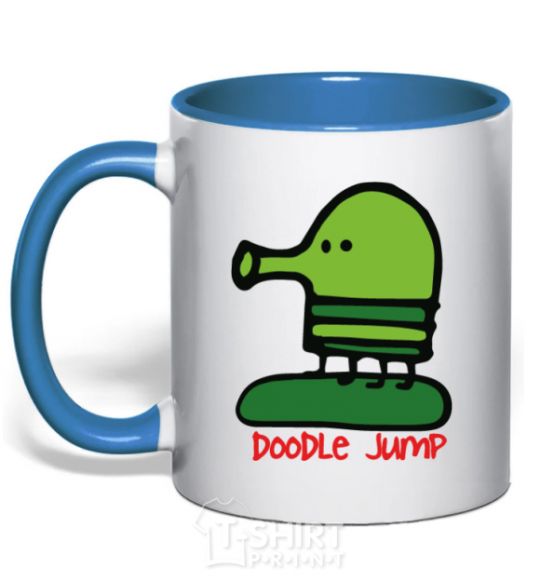 Mug with a colored handle Doodle jumр royal-blue фото