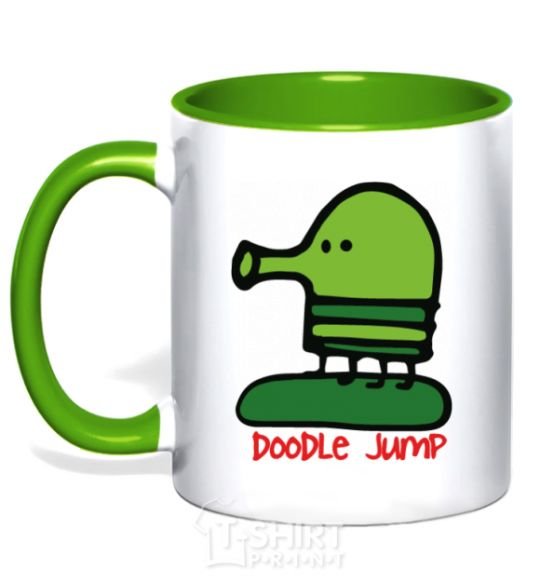 Mug with a colored handle Doodle jumр kelly-green фото