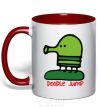 Mug with a colored handle Doodle jumр red фото