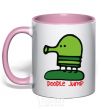 Mug with a colored handle Doodle jumр light-pink фото