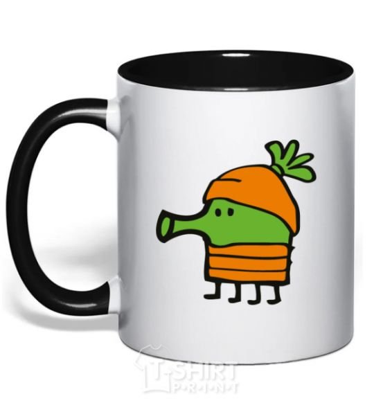 Mug with a colored handle Doodle jumr carrots black фото