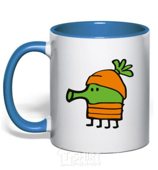 Mug with a colored handle Doodle jumr carrots royal-blue фото