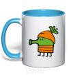 Mug with a colored handle Doodle jumr carrots sky-blue фото