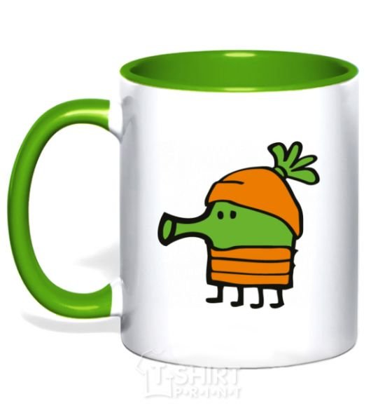 Mug with a colored handle Doodle jumr carrots kelly-green фото