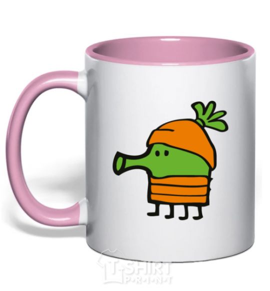 Mug with a colored handle Doodle jumr carrots light-pink фото