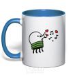 Mug with a colored handle Doodle jumr hearts royal-blue фото