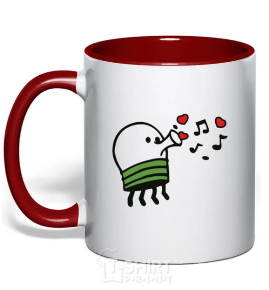 Mug with a colored handle Doodle jumr hearts red фото