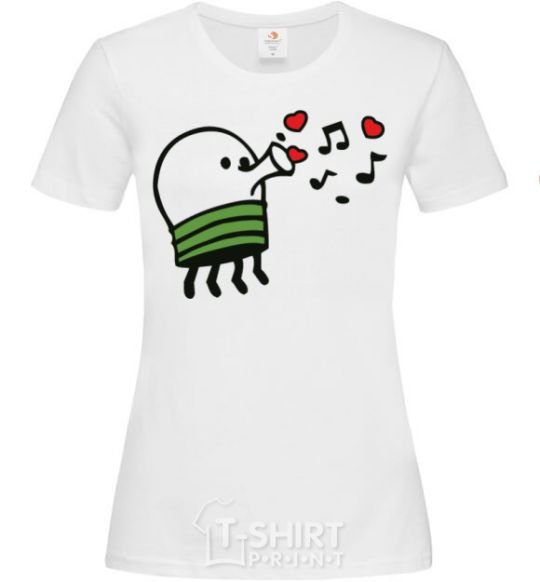 Women's T-shirt Doodle jumr hearts White фото