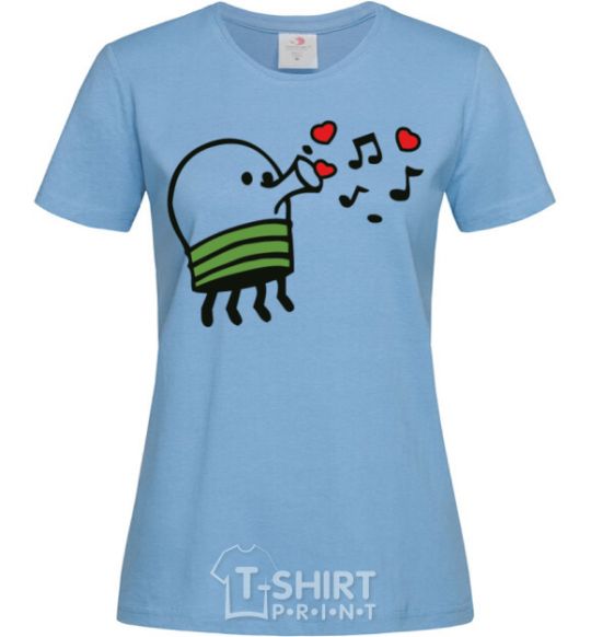 Women's T-shirt Doodle jumr hearts sky-blue фото