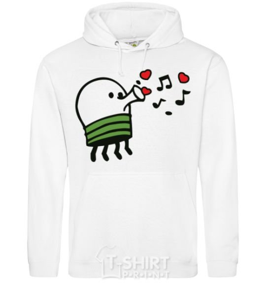 Men`s hoodie Doodle jumr hearts White фото