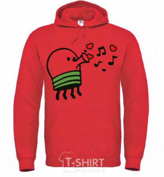 Men`s hoodie Doodle jumr hearts bright-red фото