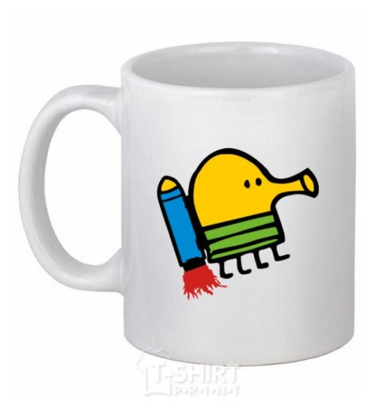 Ceramic mug Doodle jumr rocket White фото