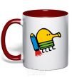 Mug with a colored handle Doodle jumr rocket red фото