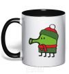 Mug with a colored handle Doodle jumr New Year's Eve black фото