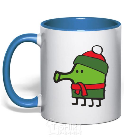 Mug with a colored handle Doodle jumr New Year's Eve royal-blue фото