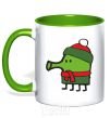 Mug with a colored handle Doodle jumr New Year's Eve kelly-green фото