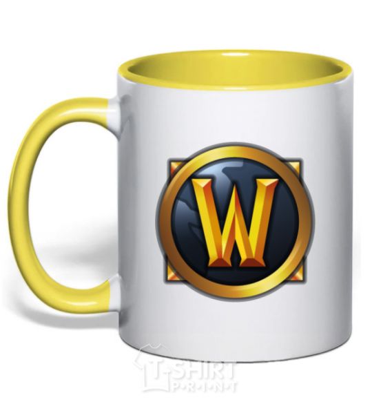 Mug with a colored handle WoW logo yellow фото