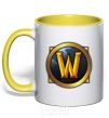 Mug with a colored handle WoW logo yellow фото