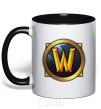 Mug with a colored handle WoW logo black фото