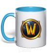 Mug with a colored handle WoW logo sky-blue фото