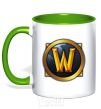Mug with a colored handle WoW logo kelly-green фото