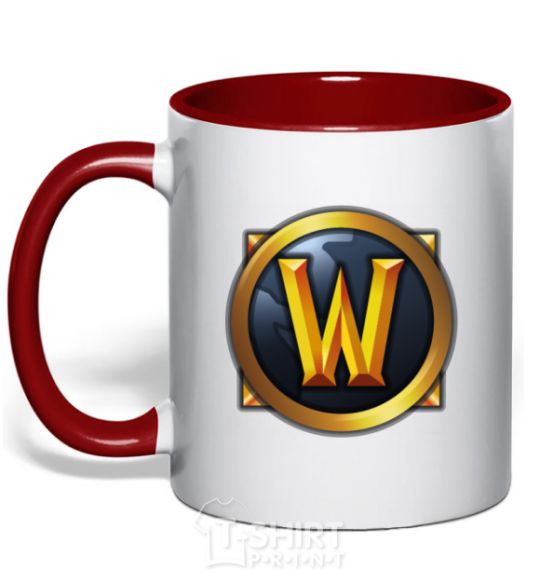 Mug with a colored handle WoW logo red фото