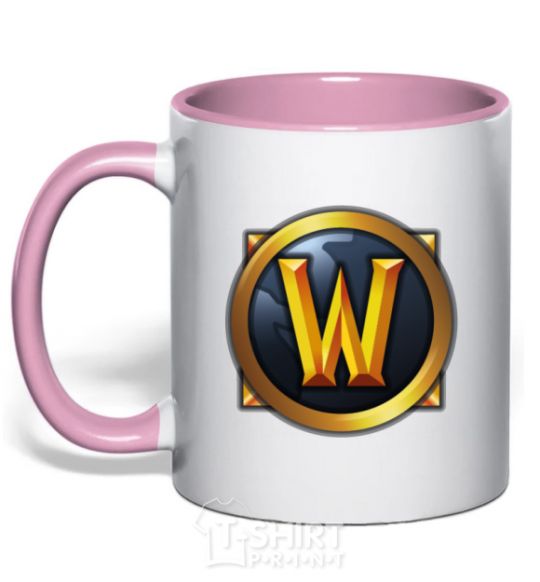 Mug with a colored handle WoW logo light-pink фото