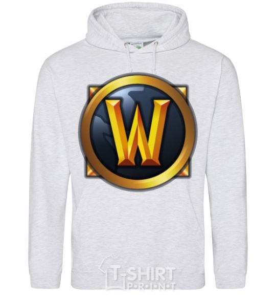 Мужская толстовка (худи) WoW logo Серый меланж фото