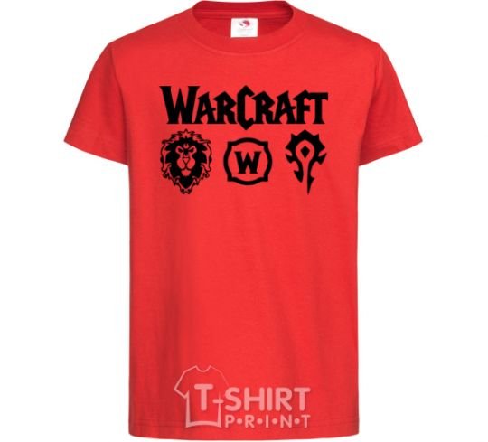 Kids T-shirt Warcraft symbols red фото