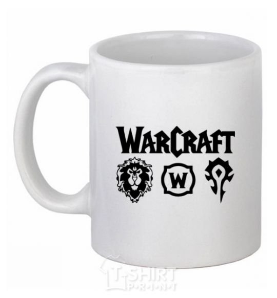 Ceramic mug Warcraft symbols White фото