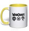 Mug with a colored handle Warcraft symbols yellow фото
