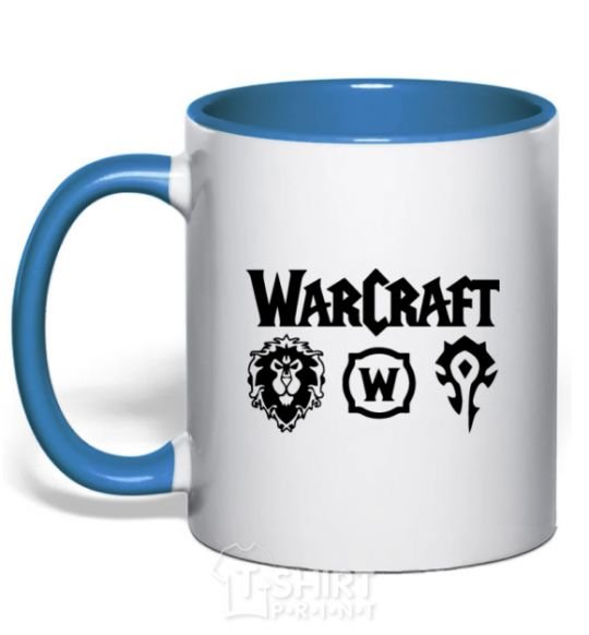 Mug with a colored handle Warcraft symbols royal-blue фото