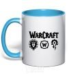 Mug with a colored handle Warcraft symbols sky-blue фото