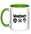 Mug with a colored handle Warcraft symbols kelly-green фото