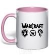 Mug with a colored handle Warcraft symbols light-pink фото