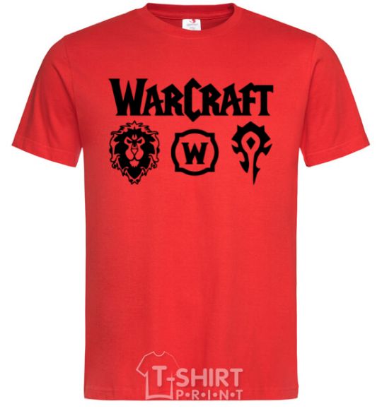 Men's T-Shirt Warcraft symbols red фото