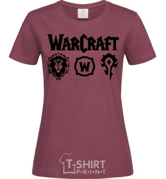 Women's T-shirt Warcraft symbols burgundy фото